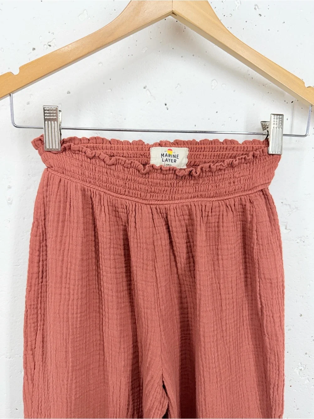 Marine Layer Women’s Size Small Corinne Rust Cotton Wide Leg Pants